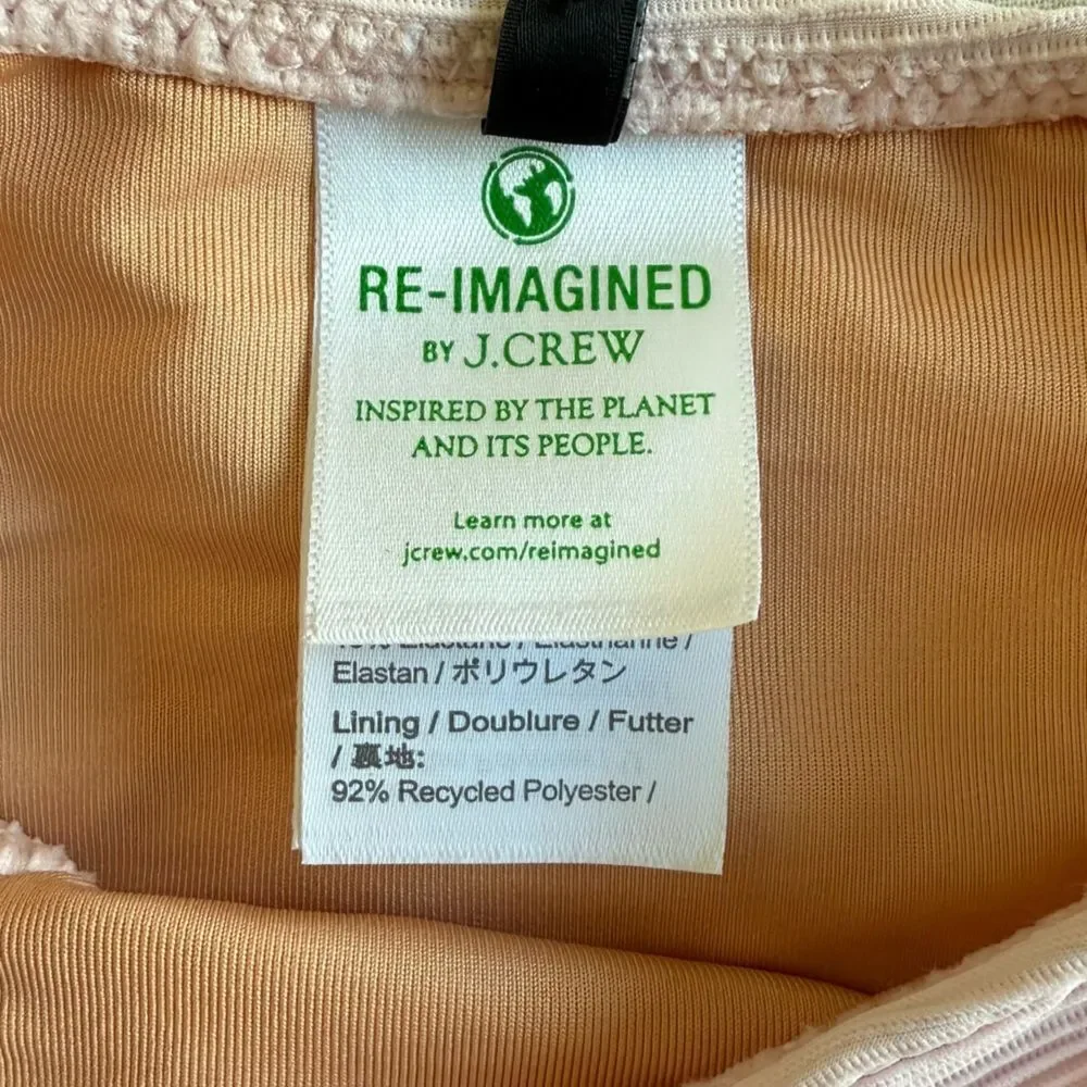 NWT J. Crew Ribbed Curved-waist Cheeky String Bikini Bottom Pale Blossom Pink M